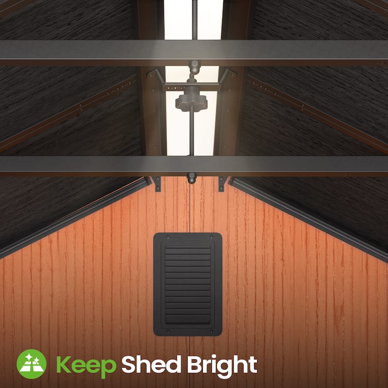 VredHom 8X8/8X10/8X12 FT All-Weather Outdoor Resin Storage Shed with Windows Floor for Patio Furniture and Tools