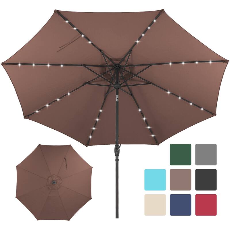 Autlaycil 10FT Solar Power LED Lights Patio Umbrella