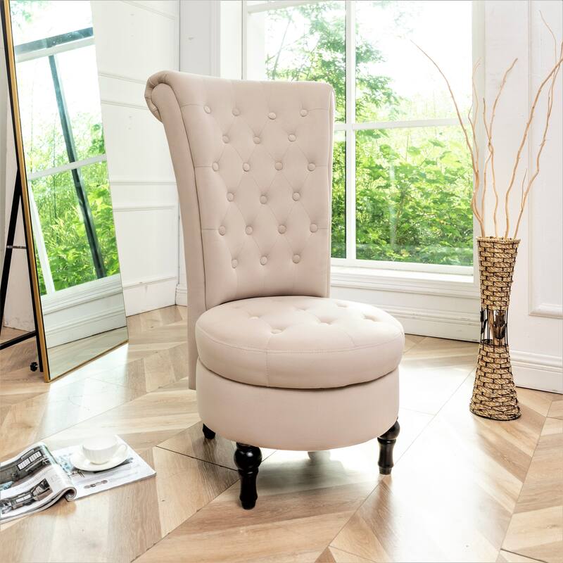 US Pride Furniture Gosser 20" Wide Velvet High Back Vanity Chair - Ivory