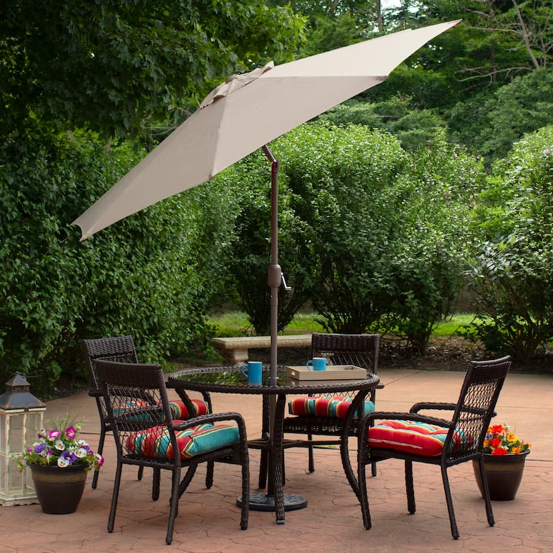 9ft Outdoor Patio Market Umbrella with Hand Crank and Tilt - Beige