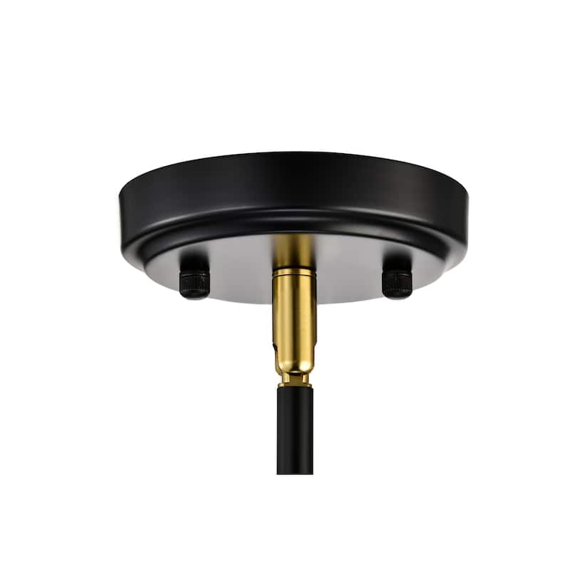 Black and Antique Gold 1-Light 10 Inch Globe Shaped Clear Glass Pendant