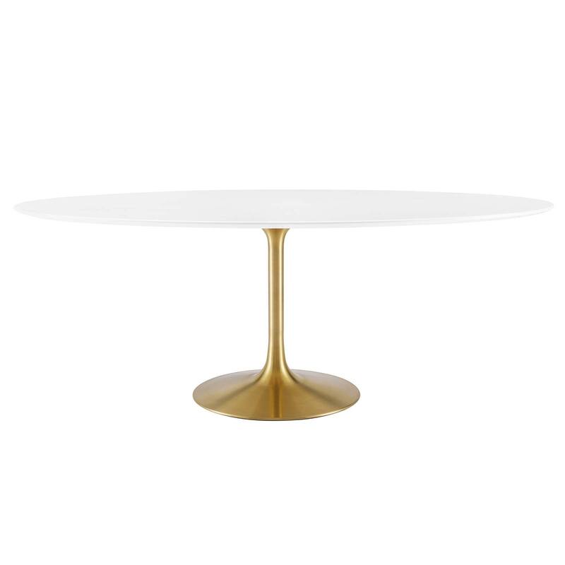 Mid-century Modern Dining Table With White Wood Top and Gold Base