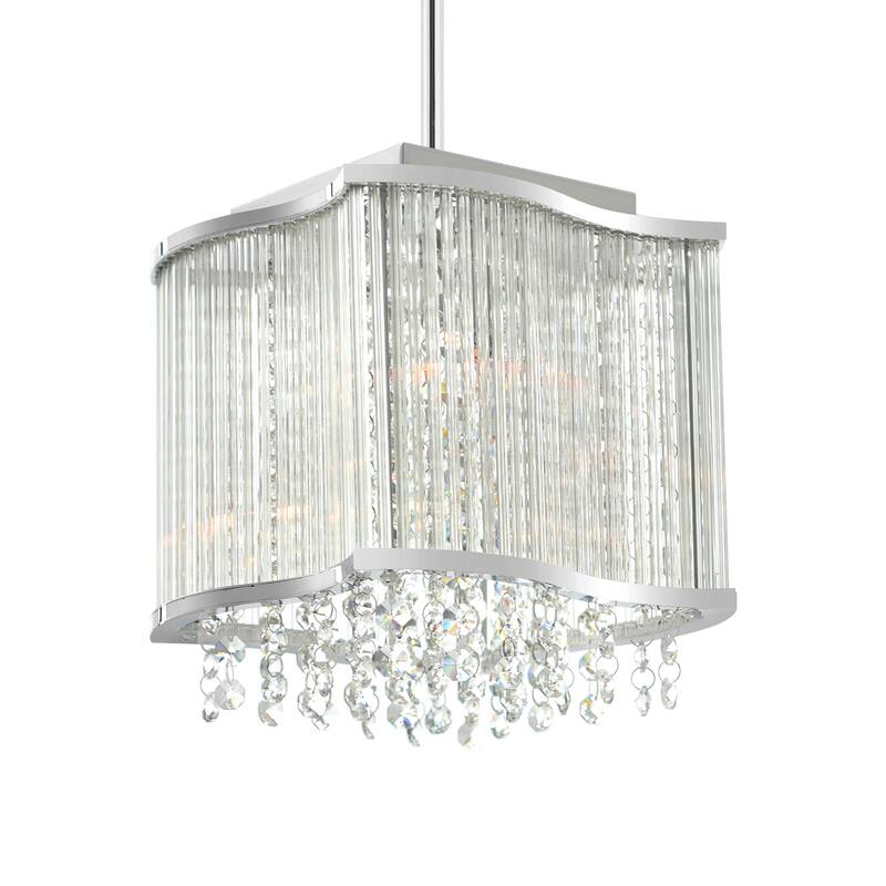 Elsa 3 Light Drum Shade Mini Pendant With Chrome Finish