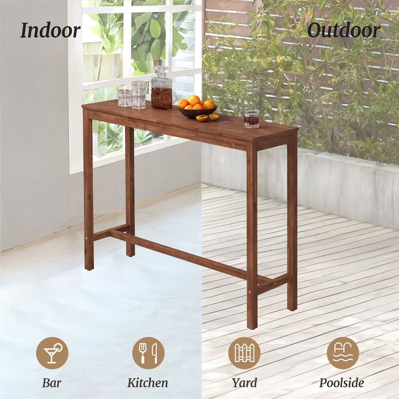 Casual 53.in/63.in Outdoor & Indoor Rectangular Patio Bar Table Wood Dining Table