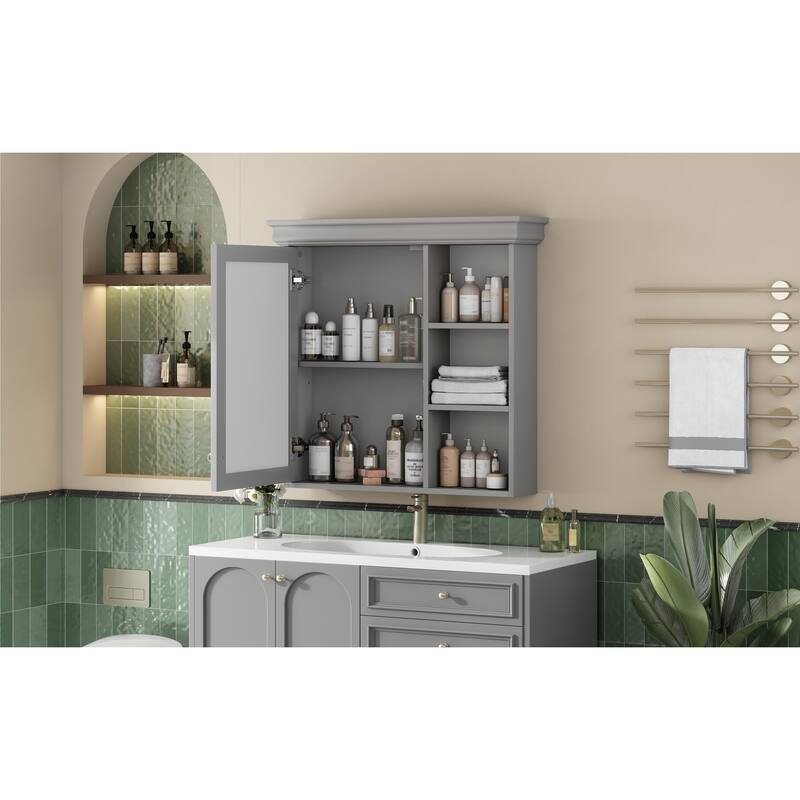 30"x28"Bathroom Medicine Cabinet with Mirror,Wall Mounted Mirror Cabinet with Storage Organizer,Over the Toilet Storage Cabinet