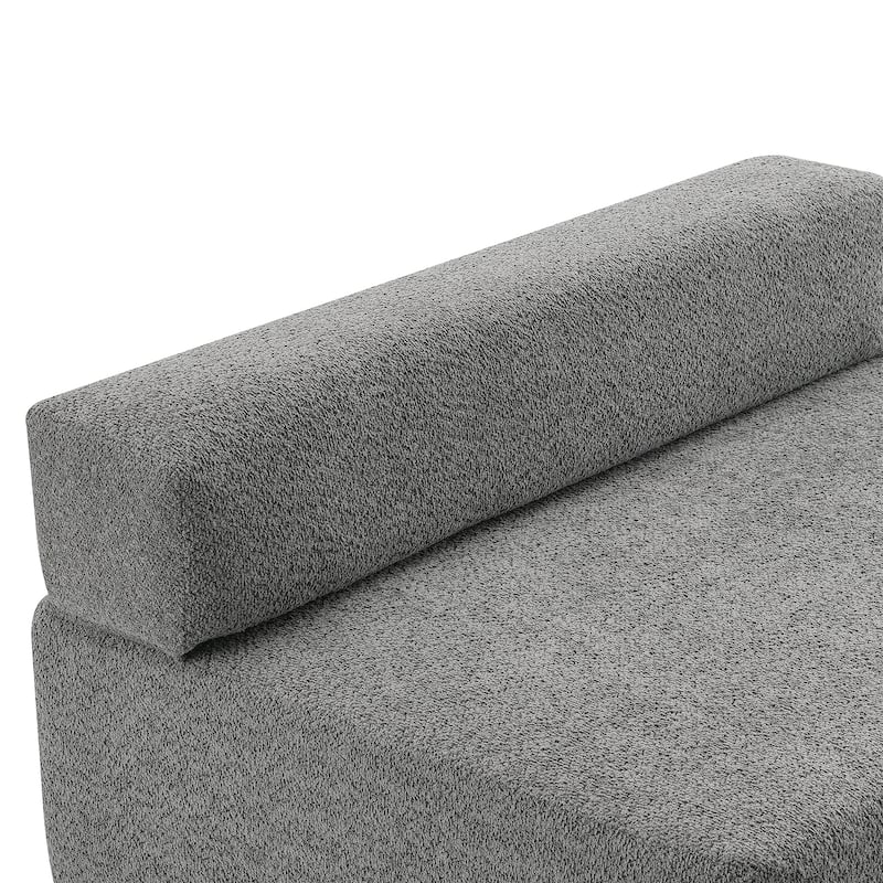 Oversized U Shaped Loveseat Frame, Luxury Boucle Floor Couch, Gray Convertible Sofa, 48x36x24 inches, 46 lbs