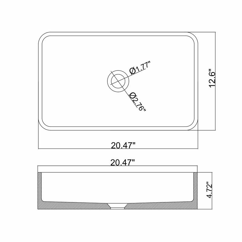 Topcraft 20.5'' Concrete Rectangular Bathroom Vessel Sinks