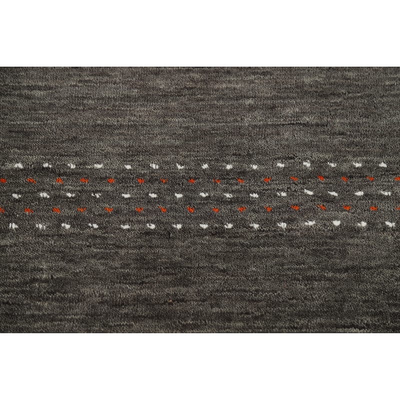 Tribal Gabbeh Indian Area Rug Hand-Knotted Grey Modern Wool Carpet - 5'0" x 7'8"