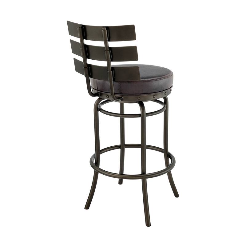 Natya Modern Swivel Counter/Bar Stool in Faux Leather and Metal