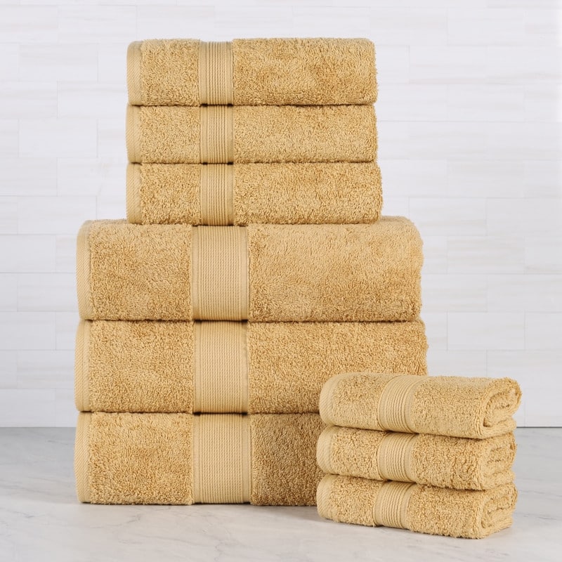 Superior Oregon Organic Cotton Solid 9-Piece Towel Set - Gold