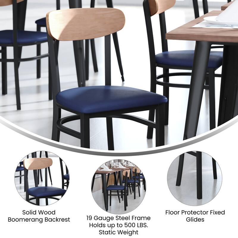2PK Commercial Metal Dining Chairs with Boomerang Back