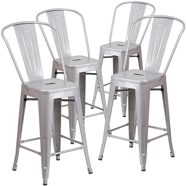 Shop Belleze (4-PC) 24'' High Silver Indoor-Outdoor ...