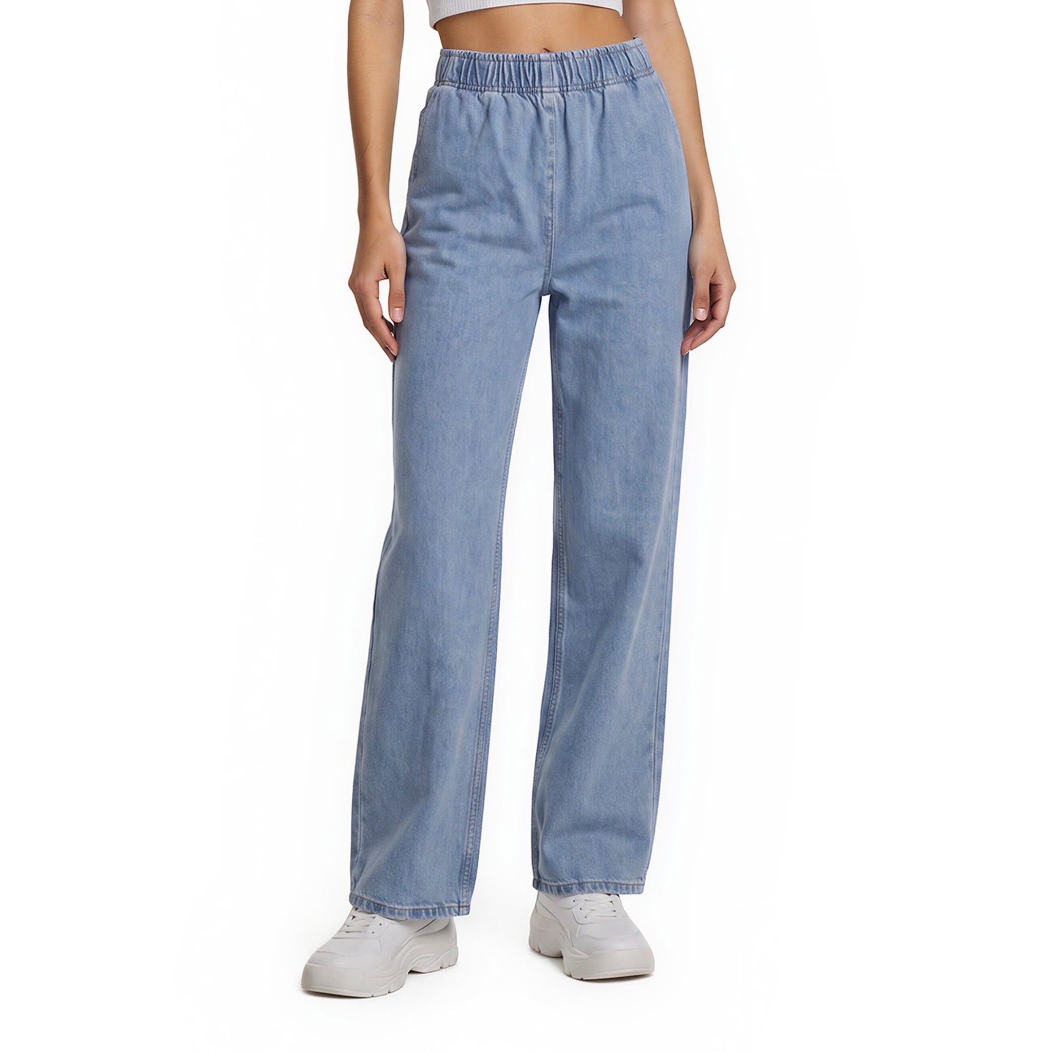 Prada Logo Plaque Jeans with Elasticized Waistband