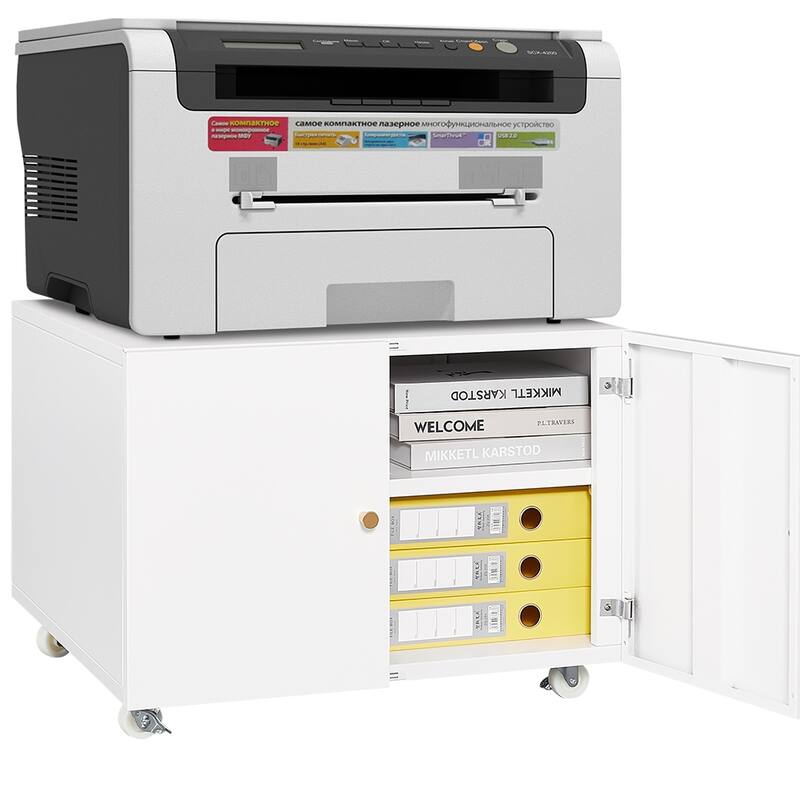 Anmytek White Rolling Storage Cabinet Mobile Organizer Office Bedroom Modern Home Decor