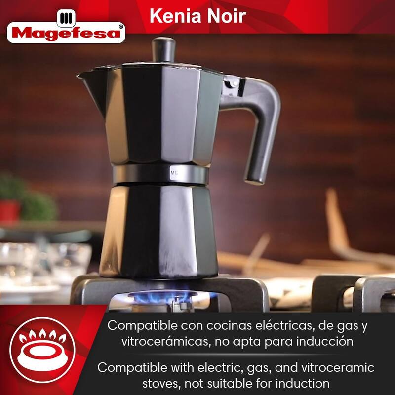 Magefesa Kenia Noir Aluminum Stovetop Espresso Maker