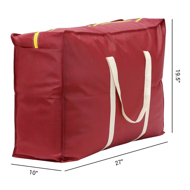 1 Pack Clothes Storage, Foldable Storage Bags, Moving Bags for Organizing Bedroom, Clothing, Closet Organizer with Handles - Wine Red - 27*20*10in