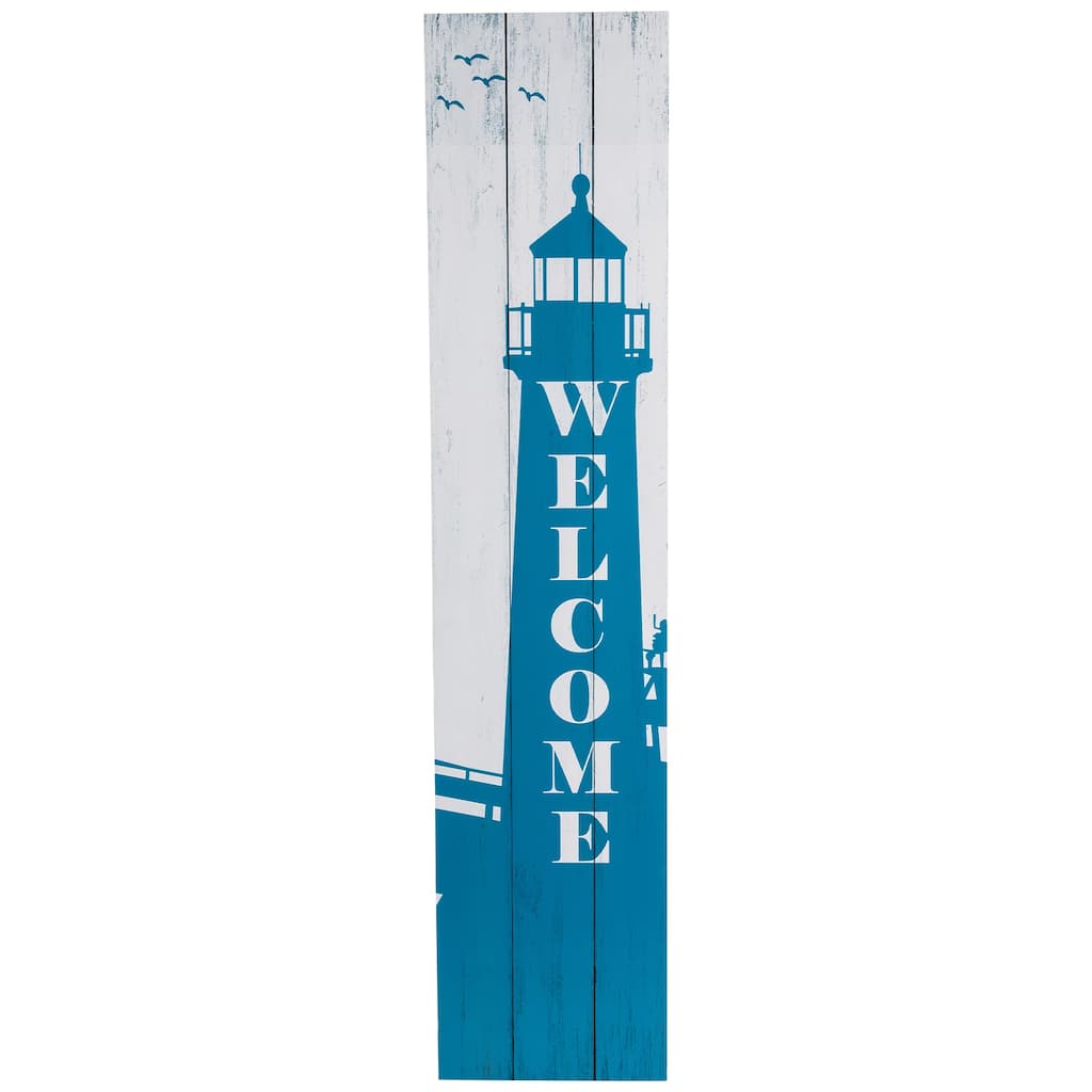 35.75" Weathered Lighthouse "Welcome" Wall Sign - 75"