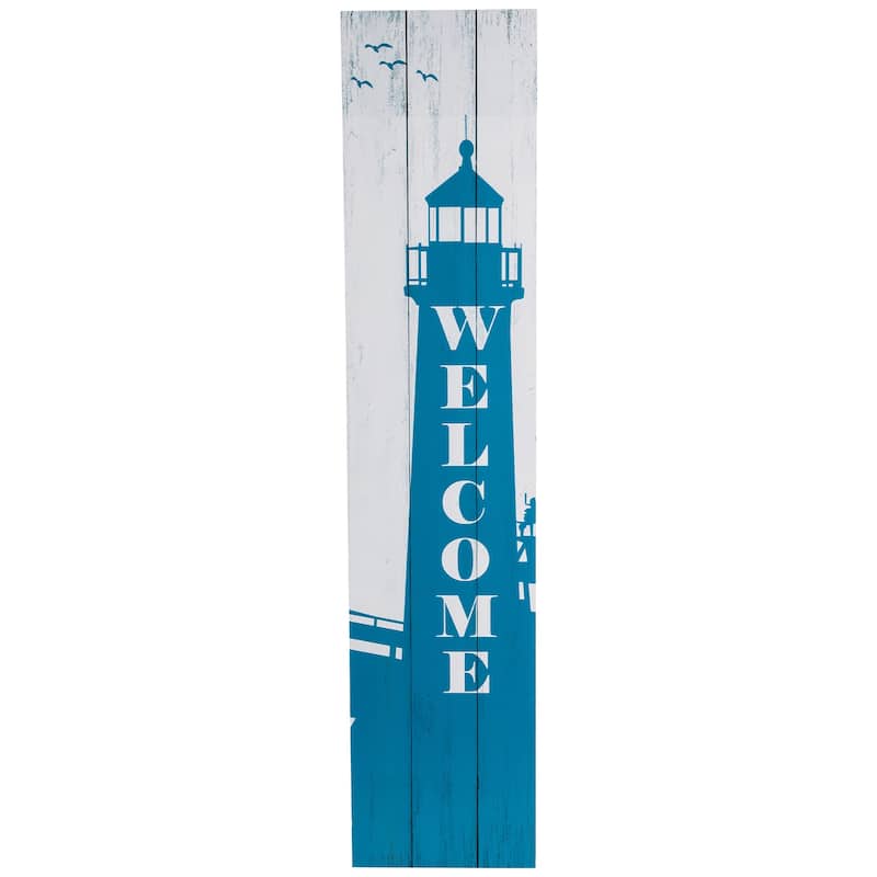 35.75" Weathered Lighthouse "Welcome" Wall Sign - 75"