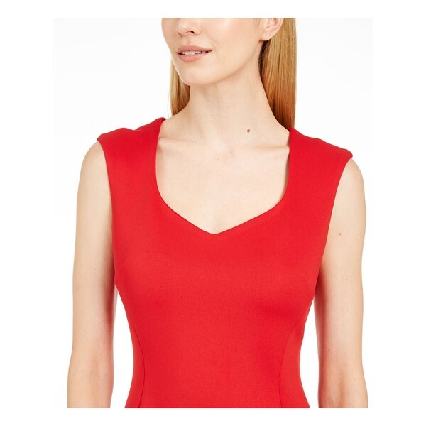 calvin klein red sleeveless dress