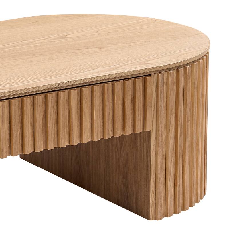 Mid Century Modern Coffee Table Oval Coffee Table Stylish Coffee Table with Drawers Handmade Embossed, for Living Room