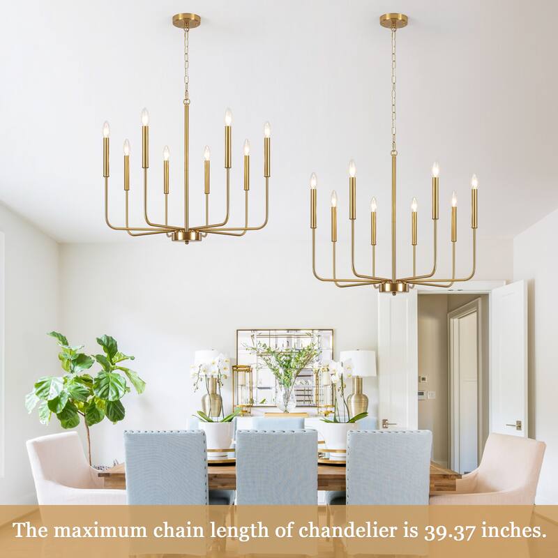 8-Light Modern Farmhouse Candle Chandelier for Kitchen Island Living Dining Room Bedroom