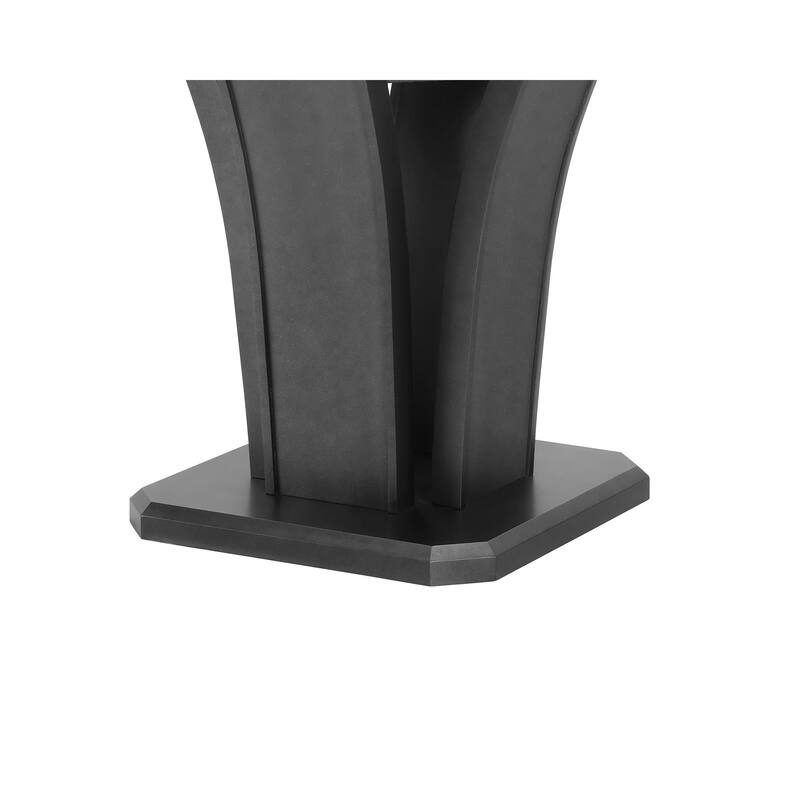 Brandon Counter Height Table, 54 Inch Glass Top, Glam Dark Gray Pedestal