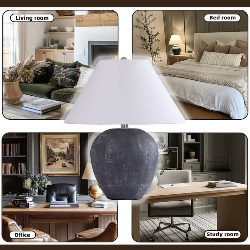 Modern Ceramic Table Lamp with Cone Linen Shade