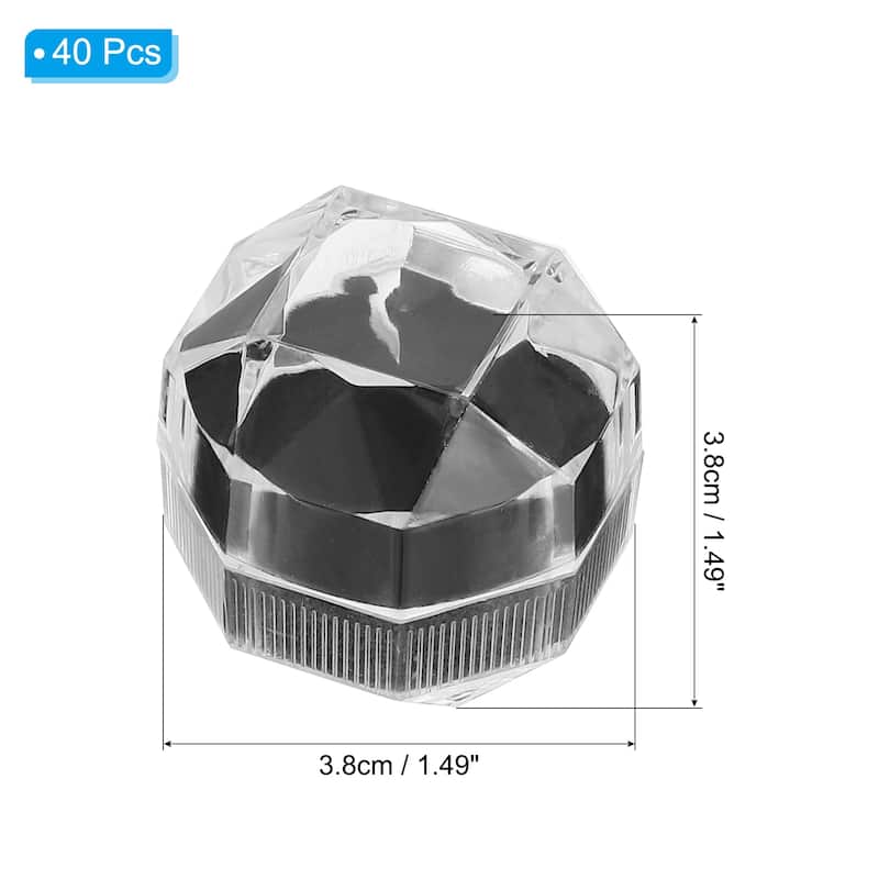 40 Pcs Clear Plastic Ring Boxes with Foam Insert for Wedding 1.5"x1.5"