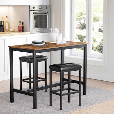 VASAGLE Bar Stools, Set of 2 PU Upholstered Breakfast Stool,Dining Room Kitchen Counter Bar