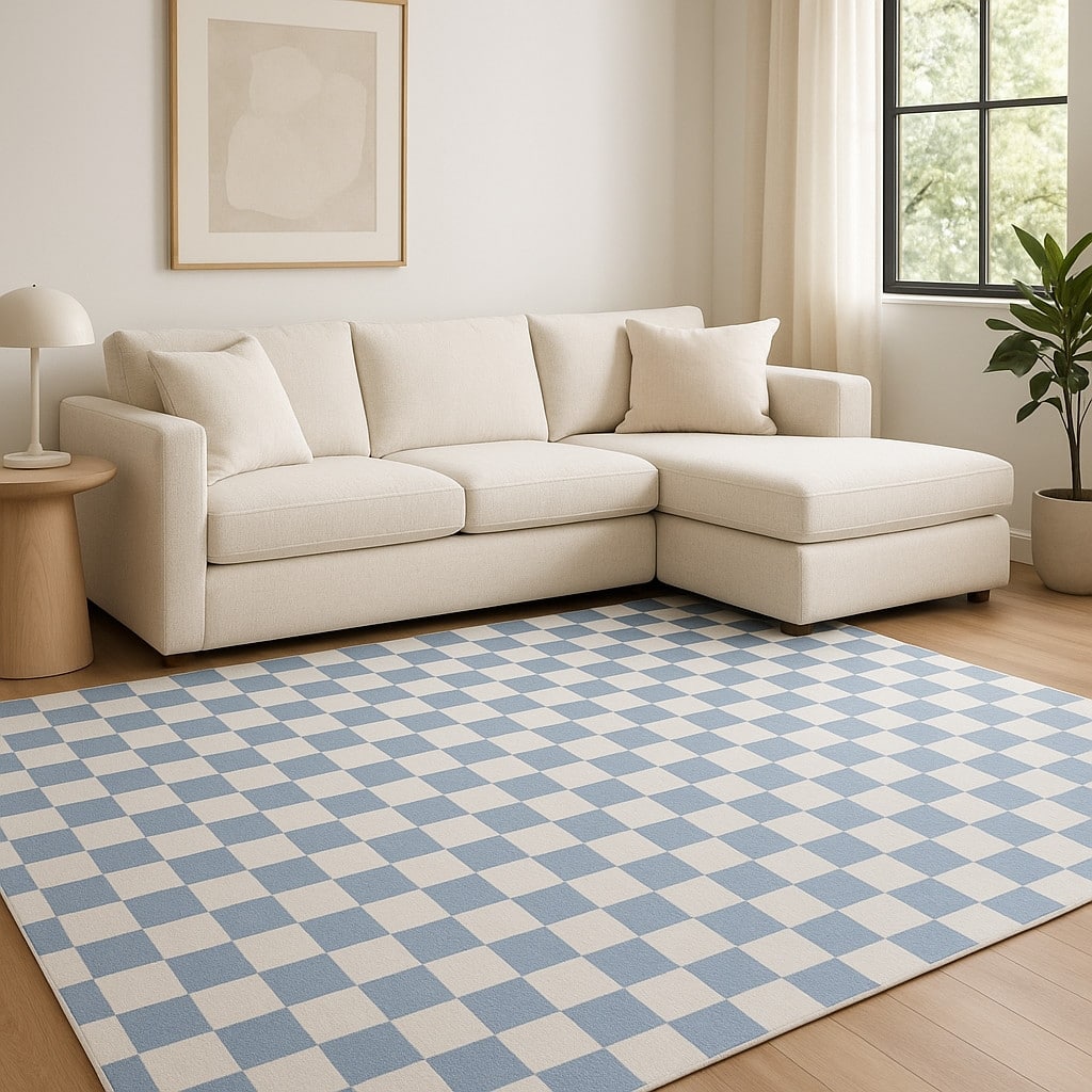 HomeRoots Checkered Modern Rectangle Area Rug - 132 in. x 96 in. x 0.4 in.