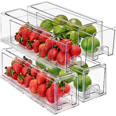 Sorbus Fridge Drawers Clear Small Stackable Pull-Out Refrigerator Food Kitchen Freezer Vanity Organization Storage (4 Pack)