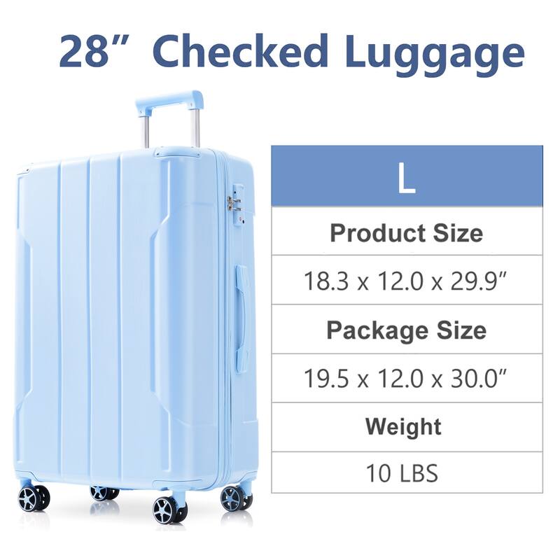 28" ABS Hardshell Lightweight Expandable Luggage with Double Wheels