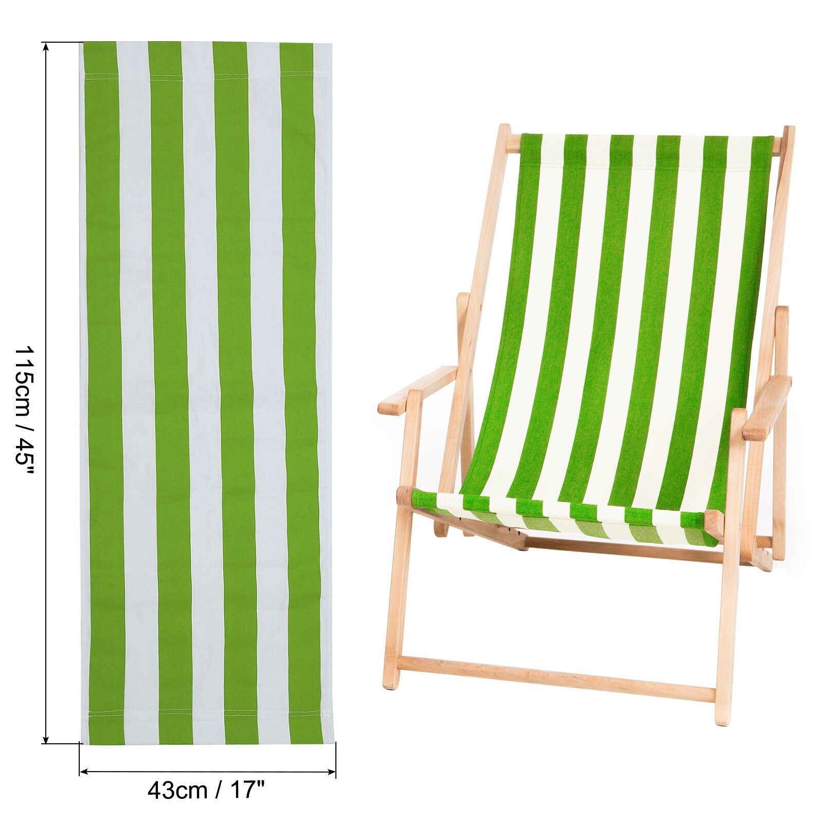 Beach Chair Replacement Fabric Sling Replacement Canvas - 115*43（L*W)