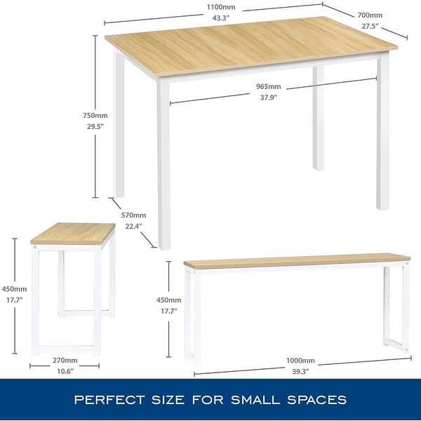 HOMURY Modern 3 Piece Dining Table Set with Two Benches - Bed Bath ...