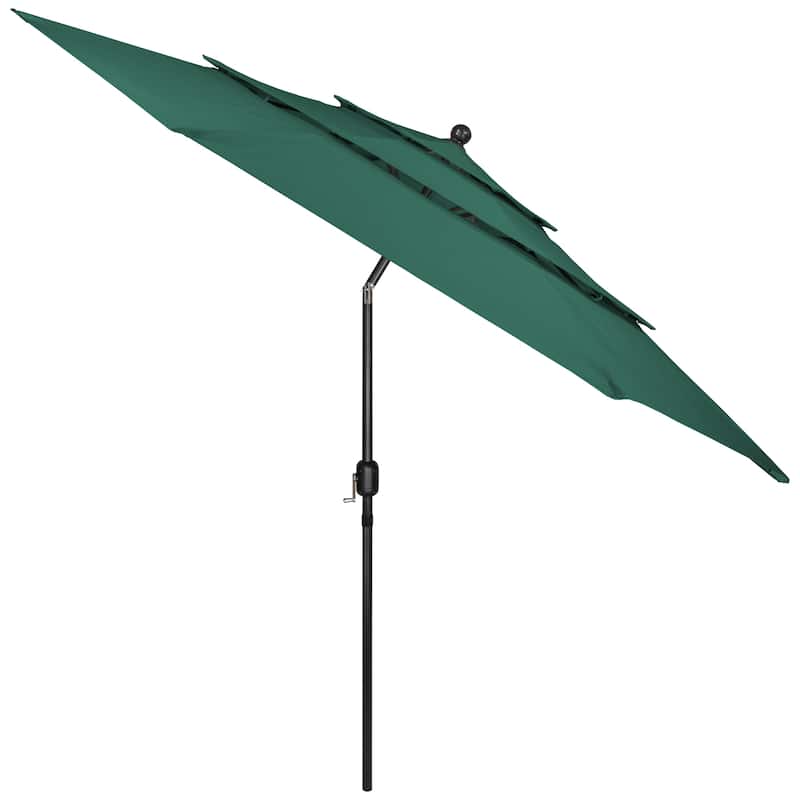 9.75ft Outdoor Patio Market Umbrella with Hand Crank and Tilt, Green