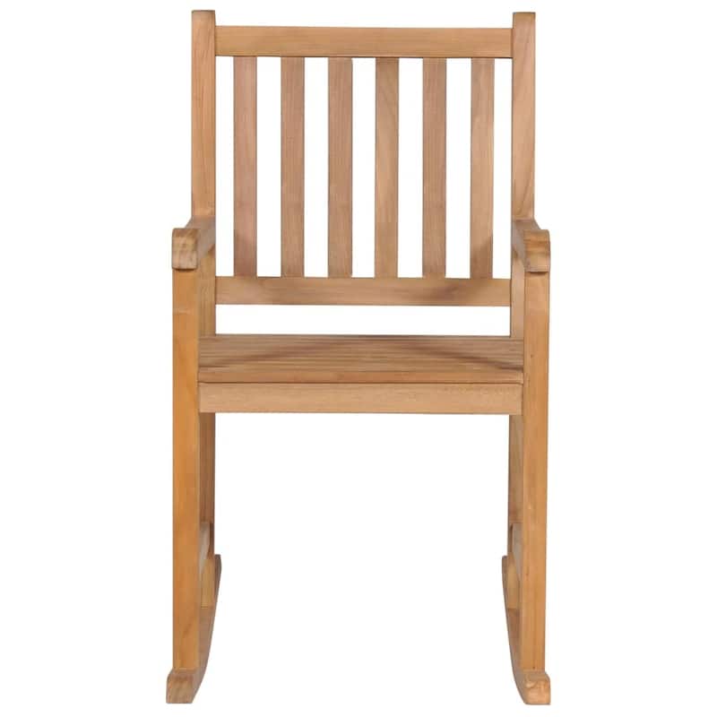 vidaXL Rocking Chair with Cream Cushion Solid Teak Wood - 22.8" x 36.4" x 41.7"
