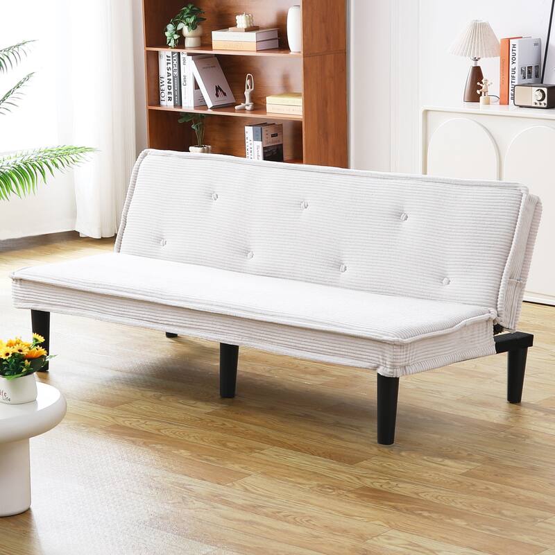 This 66-inch corduroy sofa bed can flexibly adapt to the living room ， bedroom, switch between the two comfortable forms.