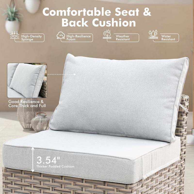 OVIOS 7 Pieces Outdoor Wicker Furniture Set With Solar-Powered Coffee Table&Fire Pit