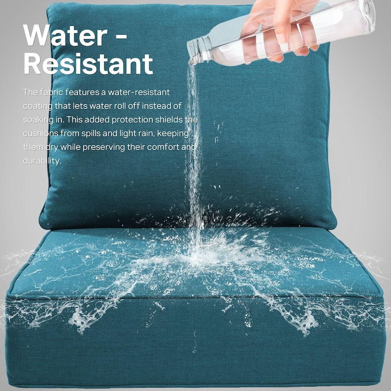 22" W x 24" D x 6" T Water & Fade Resistant Outdoor Lounge Chair Replacement Cushion Set