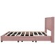 preview thumbnail 39 of 42, Queen Linen Upholstered Platform Bed with Storage Drawers & Headboard