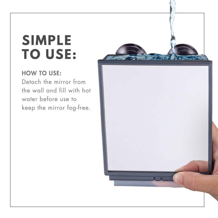"ToiletTree Products Travel/Dorm Fogless Shower Shaving Bathroom Mirror with Squeegee Travel Makeup, and Grooming - Gray