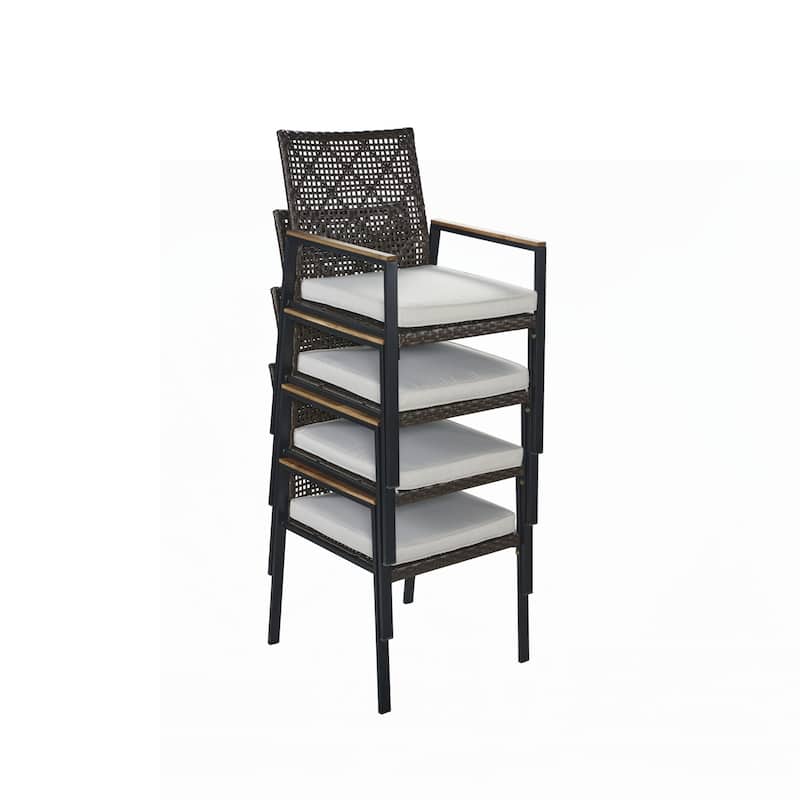 All Weather 5-Piece Patio Dining Table Sets,Coffee Brown