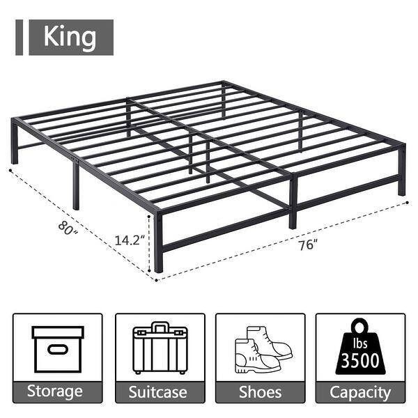 Javlergo 14Inch King Size Metal Platform Bed Frame, No Box Spring