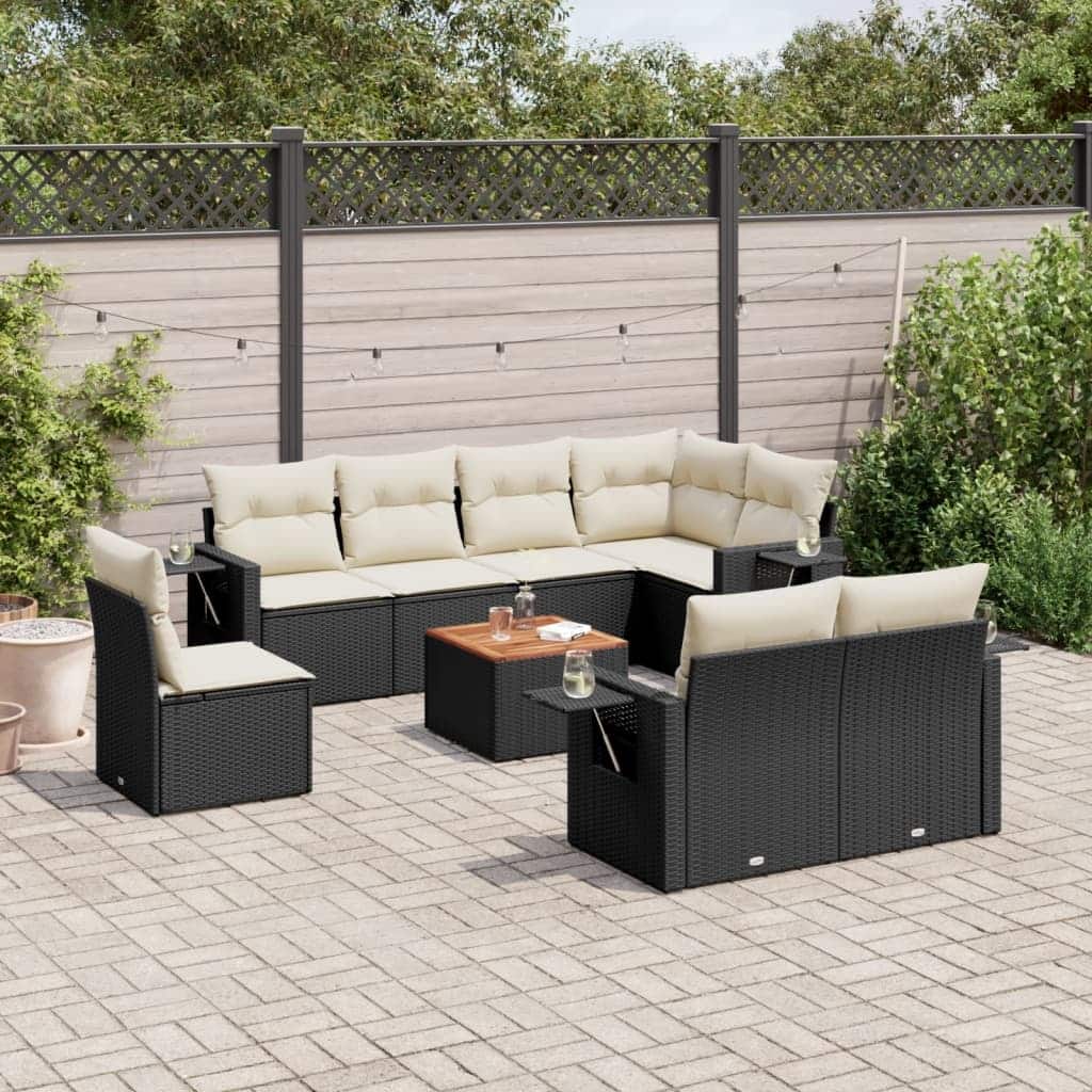 vidaXL Garden Sofa Set with Cushions Outdoor Sofa Set Corner Seat Poly Rattan