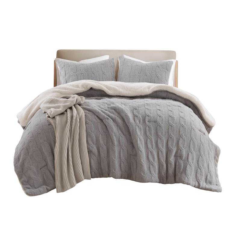 Madison Park Riordan Cable Knit Chenille Comforter Set