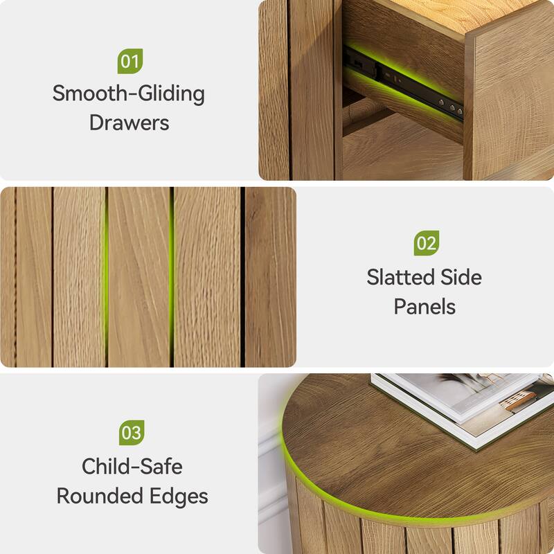 Chic Engineered Wood Nightstand With 3 Spacious Drawers