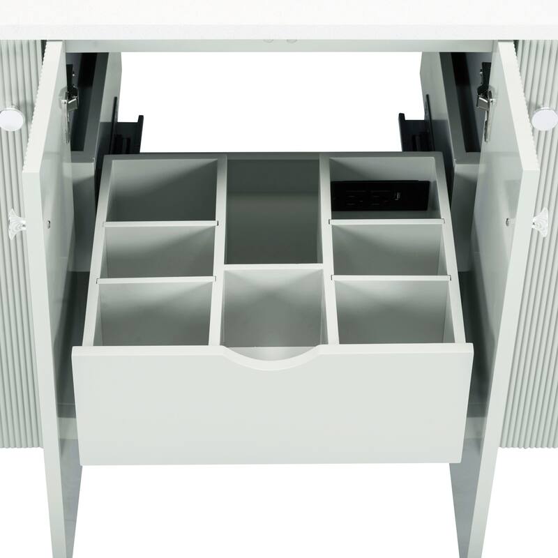 Haley Bathroom Vanity in Soft Sage with White Engineered Stone Top