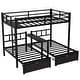 preview thumbnail 6 of 10, Full XL Over Twin & Twin Triple Bunk Bed With Drawers, Multi-Functional Metal Frame Bed With Desks and Shelves