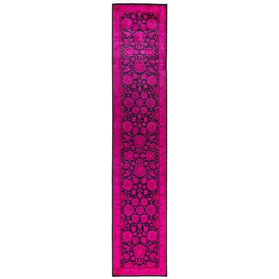 Overdyed One-of-a-Kind Hand-Knotted Area Rug - Pink - 2' 6" x 12' 8"