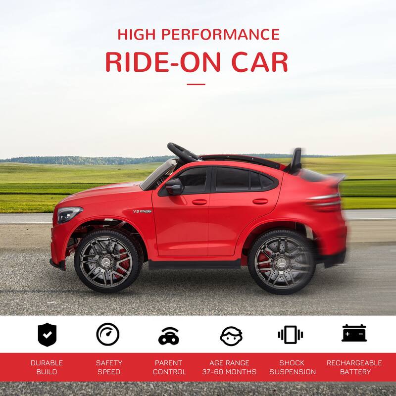 Electric Kids Ride On Car, 12V Mercedes Benz AMG GLC63S with Remote, Lights & Music